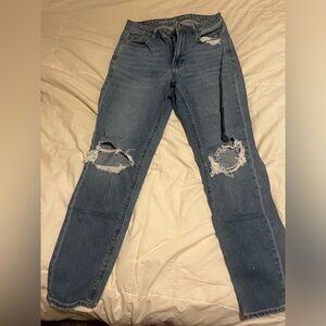 Blue, high-rise, Mom jeans, American Eagle